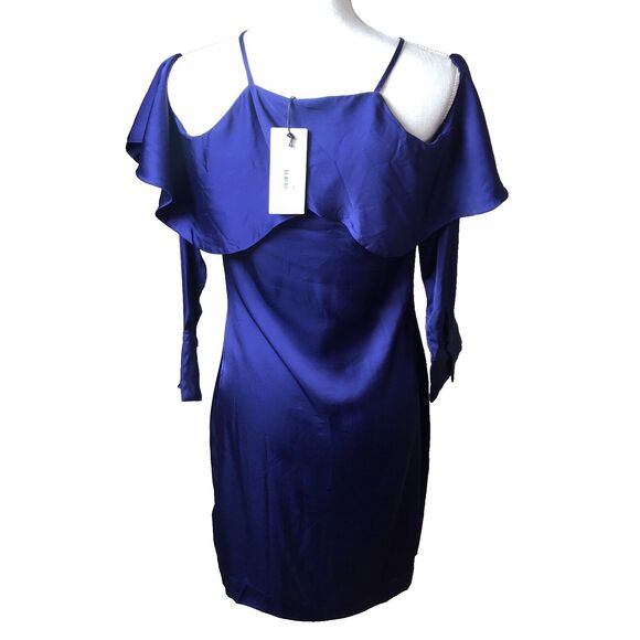 ST Studio Woman's Blue Mini Open Shoulder Ruffle Dress Size 34 (S) - Picture 8 of 14